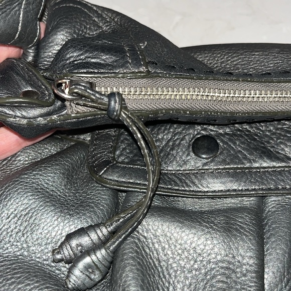 Cole Haan pebbled leather metallic gray Hobo - Picture 8 of 13